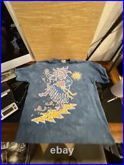 Vintage 1994 Grateful Dead Jester Tie Dye Graphic Shirt USA Liquid Blue Large B3