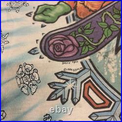 Vintage 1994 Grateful Dead Snowboarding Bear T Shirt Men's Size L Blue