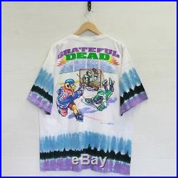 Vintage 1994 Grateful Dead Steal Face Off Liquid Blue Tie Dye T-Shirt 2XL 90s