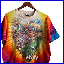 Vintage 1994 Grateful Dead The Bus Came By Tie Dye Liquid Blue Shirt