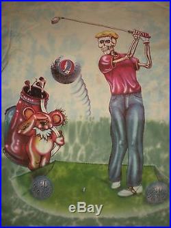 Vintage 1994 Grateful Dead Tie Dye Golf T Shirt Dancing Bear Skeleton Steal Face