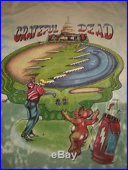 Vintage 1994 Grateful Dead Tie Dye Golf T Shirt Dancing Bear Skeleton Steal Face