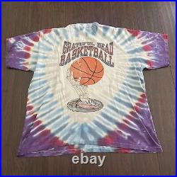 Vintage 1995 Grateful Dead Basketball Tie Dye Tee Shirt Front And Back Graphic