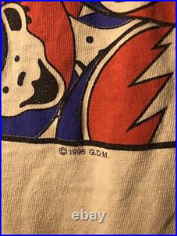 Vintage 1995 Grateful Dead Bear White Band T Shirt Size XL Single Stitch