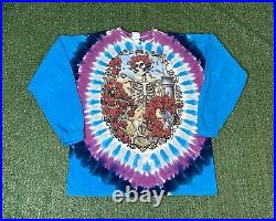 Vintage 1995 Grateful Dead Bertha Skeleton Roses T Shirt XL Liquid Blue