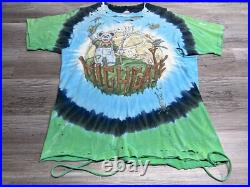 Vintage 1995 Grateful Dead Highgate Liquid Blue Tie Dye XL Pinkerton Thrashed