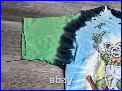 Vintage 1995 Grateful Dead Highgate Liquid Blue Tie Dye XL Pinkerton Thrashed