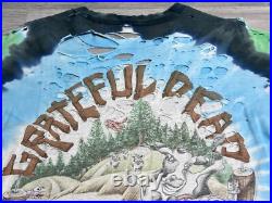 Vintage 1995 Grateful Dead Highgate Liquid Blue Tie Dye XL Pinkerton Thrashed