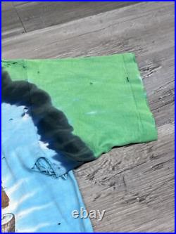 Vintage 1995 Grateful Dead Highgate Liquid Blue Tie Dye XL Pinkerton Thrashed
