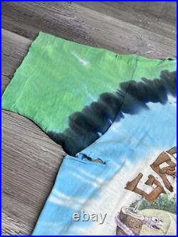 Vintage 1995 Grateful Dead Highgate Liquid Blue Tie Dye XL Pinkerton Thrashed