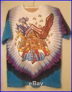 Vintage 1995 Grateful Dead T Shirt Washington DC Tie Dye Liquid Blue XL