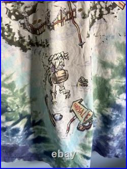 Vintage 1996 Grateful Dead Skiing Bear Liquid Blue Tie Dye Shirt (XL) Distressed
