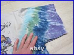 Vintage 1996 Grateful Dead Skiing Bear Liquid Blue Tie Dye Shirt (XL) Distressed