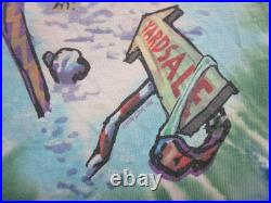 Vintage 1996 Grateful Dead Skiing Bear Liquid Blue Tie Dye Shirt (XL) Distressed