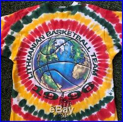 Vintage 1996 Lithuania Basketball Tie Dye Shirt Grateful Dead Liquid Blue Large