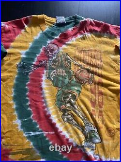 Vintage 1996 Lithuania Grateful Dead Basketball Tie Dye Liquid Blue Shirt