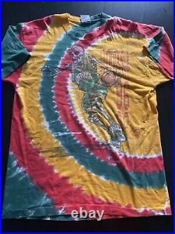 Vintage 1996 Lithuania Grateful Dead Basketball Tie Dye Liquid Blue Shirt