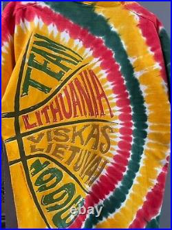 Vintage 1996 Lithuania Grateful Dead Basketball Tie Dye Liquid Blue T-Shirt Size