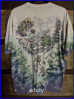 Vintage 1996 grateful dead liquid blue skiing Bear tie dye t-shirt