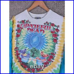 Vintage 1997 Grateful Dead Liquid Blue Scarlet Fire Tie Dye Long Sleeve Shirt XL