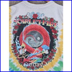 Vintage 1997 Grateful Dead Liquid Blue Scarlet Fire Tie Dye Long Sleeve Shirt XL