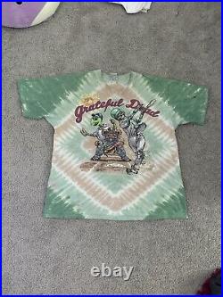 Vintage 1997 Grateful Dead Steal Your Base Tie Dye Shirt Mens XL Green