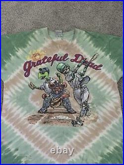 Vintage 1997 Grateful Dead Steal Your Base Tie Dye Shirt Mens XL Green