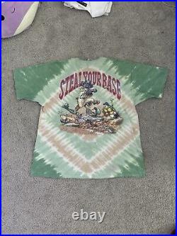 Vintage 1997 Grateful Dead Steal Your Base Tie Dye Shirt Mens XL Green