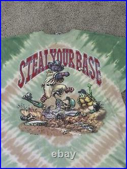 Vintage 1997 Grateful Dead Steal Your Base Tie Dye Shirt Mens XL Green