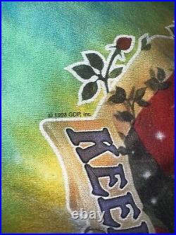 Vintage 1998 Liquid Blue Grateful Dead Keep It Green Tie Dye AOP Tshirt Men sz M