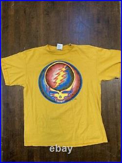 Vintage 1998 grateful dead t shirt Jerry Garcia Yellow Orange Tultex Xl Skull