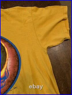 Vintage 1998 grateful dead t shirt Jerry Garcia Yellow Orange Tultex Xl Skull