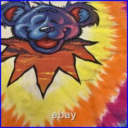 Vintage 1999 Grateful Dead Jacob Bear Liquid Blue Tie Dye T-Shirt Deadhead 2XL