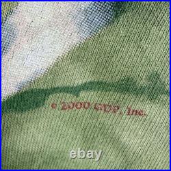 Vintage 2000 Grateful Dead Golf Skeleton Tie Dye T-Shirt Green Gray Liquid Blue