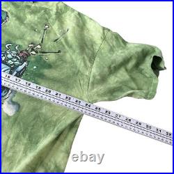 Vintage 2000 Grateful Dead Golf Skeleton Tie Dye T-Shirt Green Gray Liquid Blue