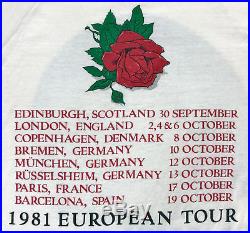 Vintage 80s 1981 GRATEFUL DEAD European Concert Tour T SHIRT Stanley Mouse RARE