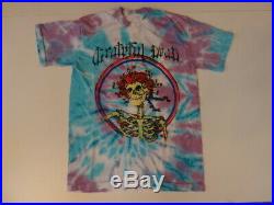 Vintage 80s Grateful Dead 1988 Tour Live in Concert Skull & Rose Tie-Dye T-shirt