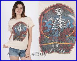 Vintage 80s Grateful Dead Concert Tour Rock Skull Roses Band Cotton Tee T Shirt