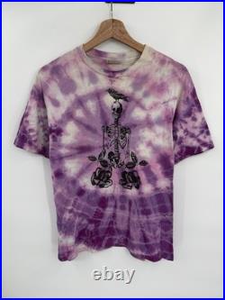 Vintage 80s Grateful Dead Lot T-Shirt Size Large Purple Tie Dye Skeleton Floral