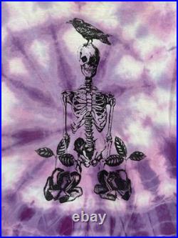 Vintage 80s Grateful Dead Lot T-Shirt Size Large Purple Tie Dye Skeleton Floral