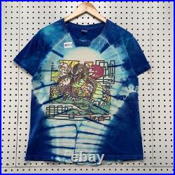 Vintage 80s Grateful Dead Mikio Dragon Shirt Mens L Tie Dye 1985 Blue USA 20x24