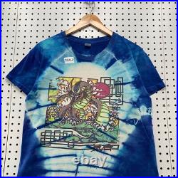 Vintage 80s Grateful Dead Mikio Dragon Shirt Mens L Tie Dye 1985 Blue USA 20x24