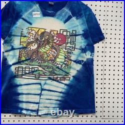 Vintage 80s Grateful Dead Mikio Dragon Shirt Mens L Tie Dye 1985 Blue USA 20x24