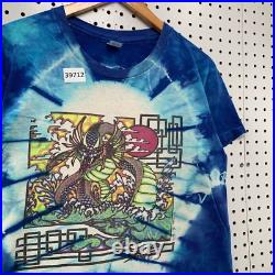 Vintage 80s Grateful Dead Mikio Dragon Shirt Mens L Tie Dye 1985 Blue USA 20x24