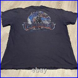 Vintage 80s Grateful Dead Solider American Flag T-Shirt Distressed Blue/Black M
