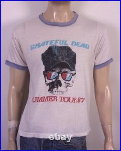 Vintage 80s RARE 1987 Grateful Dead / Bob Dylan Concert T-Shirt Tour Railroad XL