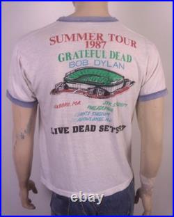 Vintage 80s RARE 1987 Grateful Dead / Bob Dylan Concert T-Shirt Tour Railroad XL