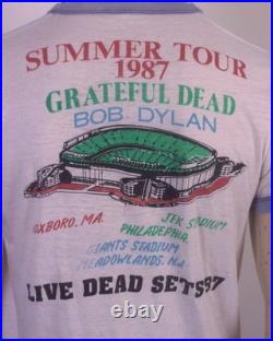 Vintage 80s RARE 1987 Grateful Dead / Bob Dylan Concert T-Shirt Tour Railroad XL