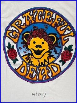 Vintage 90's Grateful Dead T Shirt Adult Medium White Dancing Bear GDM Mens NOS