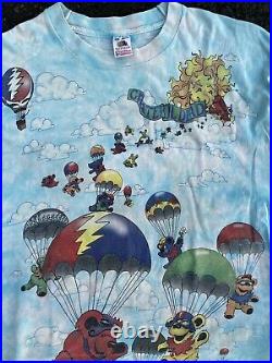Vintage 90s 1993 Grateful Dead All Over Print Graphic T-shirt Parachute Bears